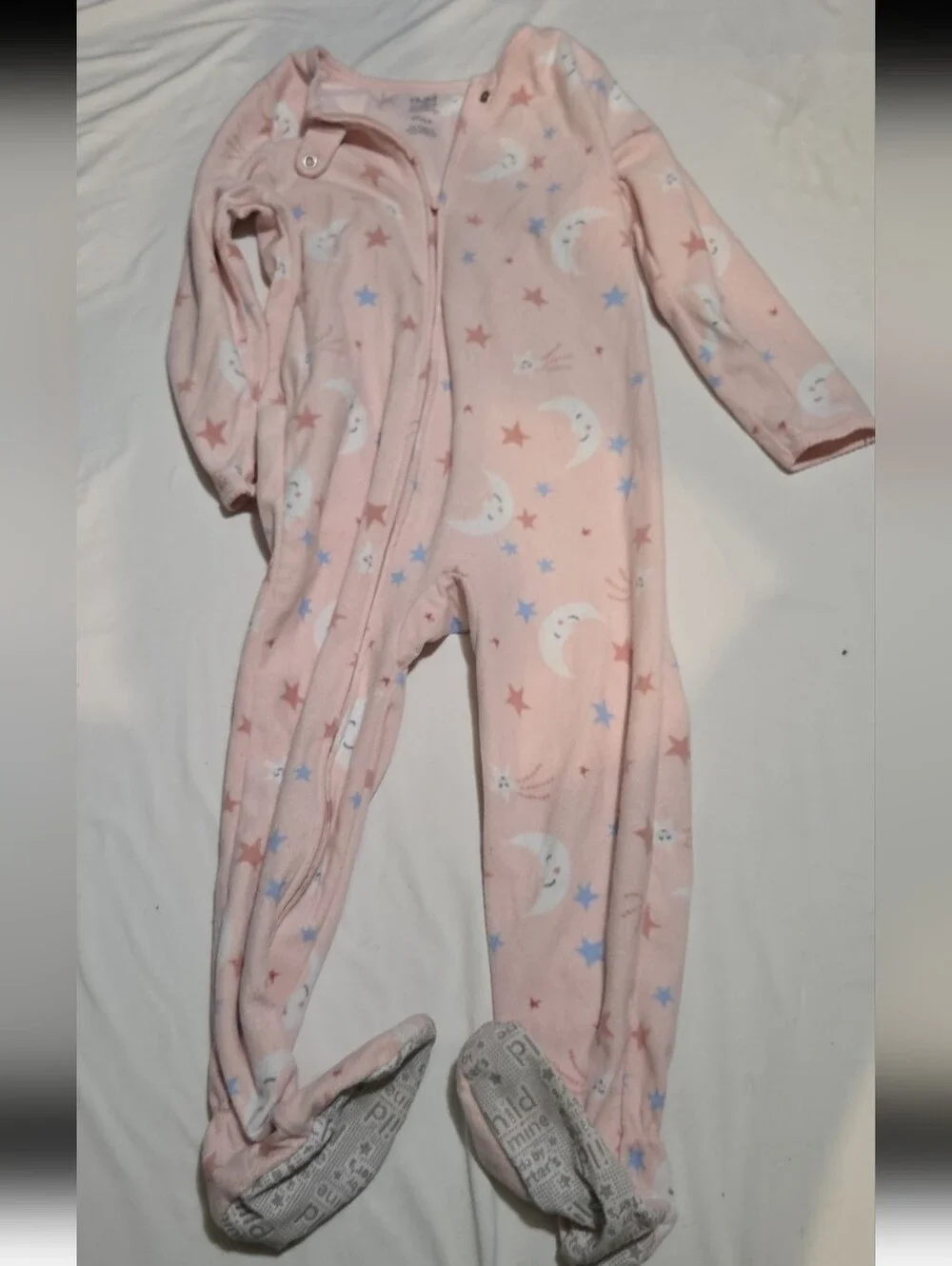 Carters girls 4T pink moon romper onesie pajamas #07